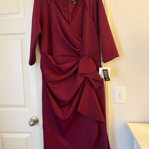 Elegant Plus size Wine Full Length Dress - See same dress in Emerald Green